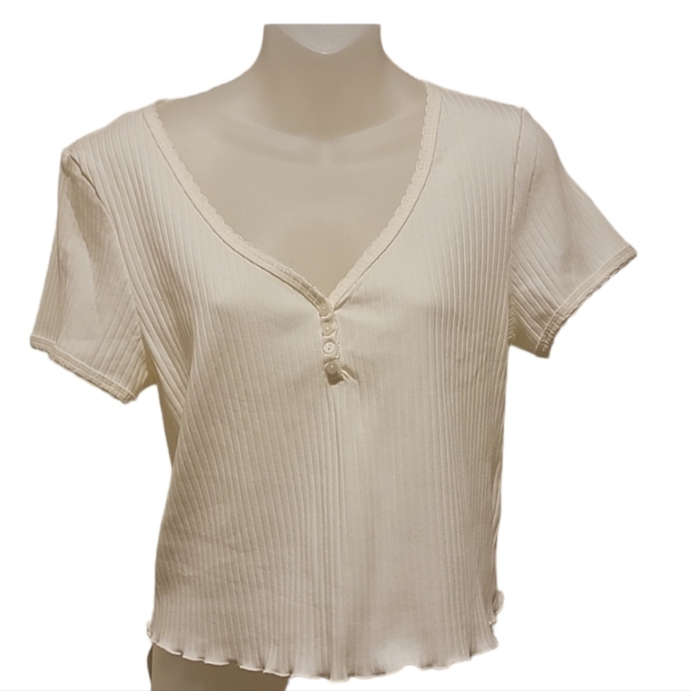 Hippie Rose, Juniors Short Sleeve Lettuce Edge Crop, Size XL